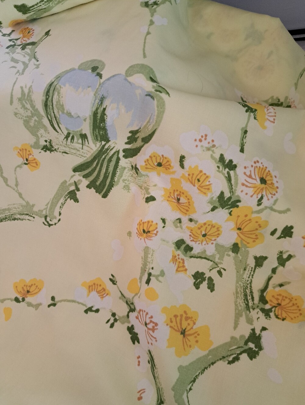 Vintage Springmaid Yellow Birds Double Sheet Set